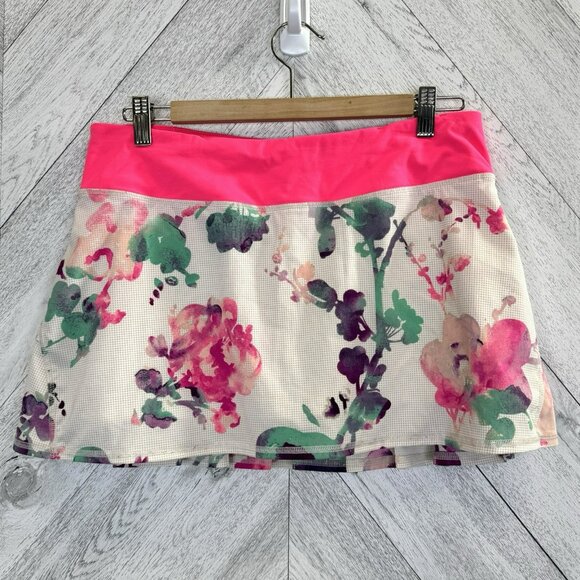 Lululemon Run Pace Setter Skirt Skort Womens Size 8 Blurred Blossom Floral RARE! - Picture 2 of 5